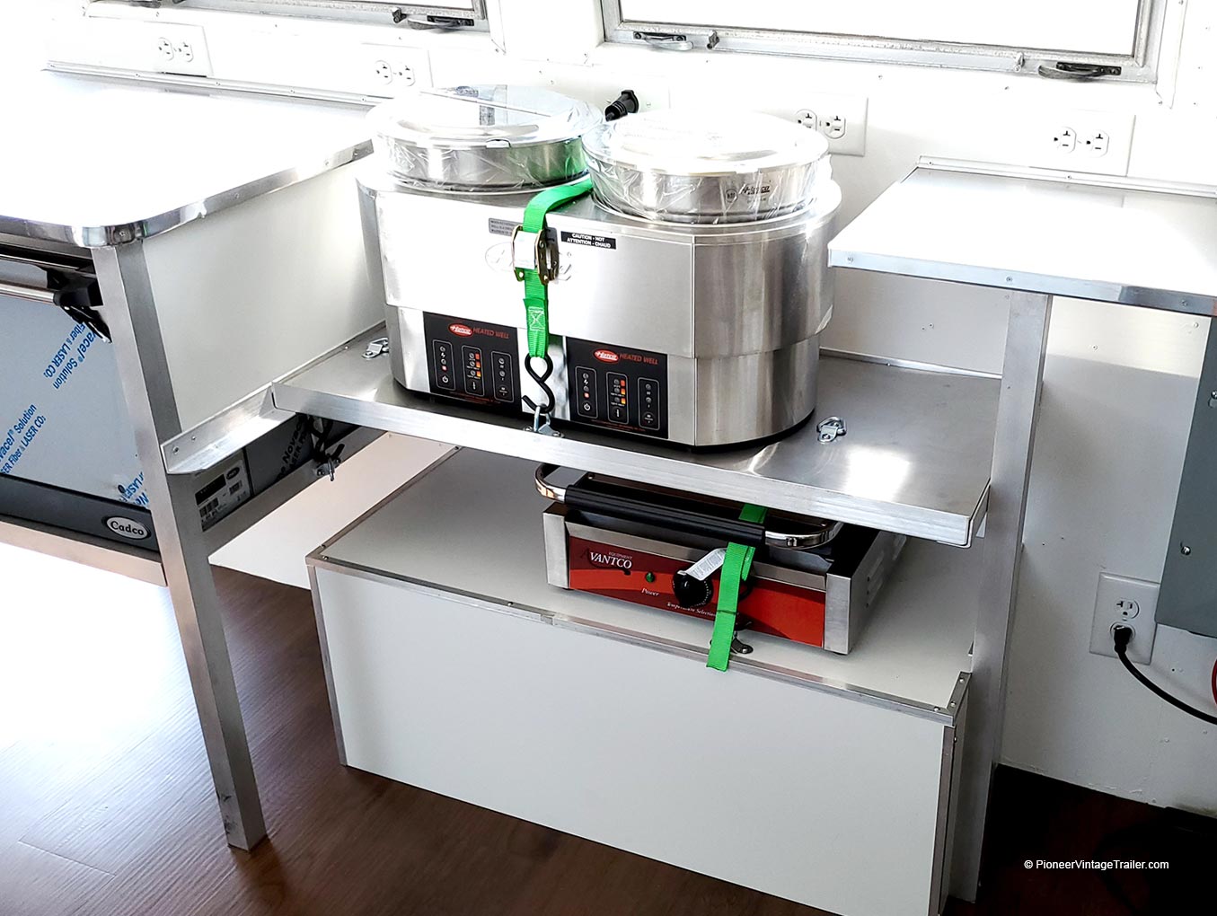 kitchen equipment in Airstream food trailer