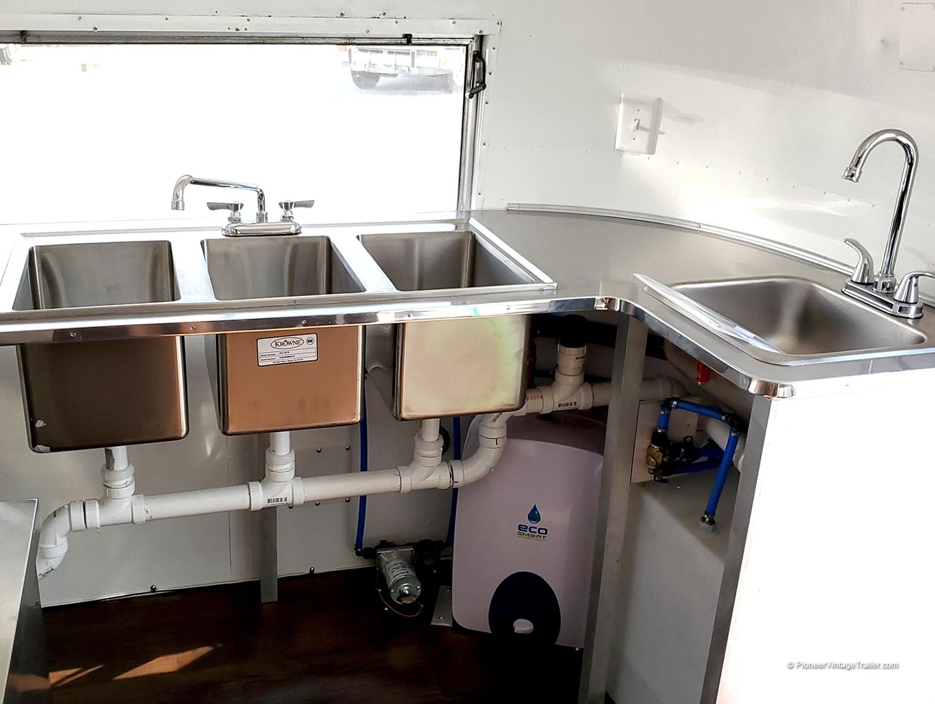sinks / water heater in Airstream vending trailer