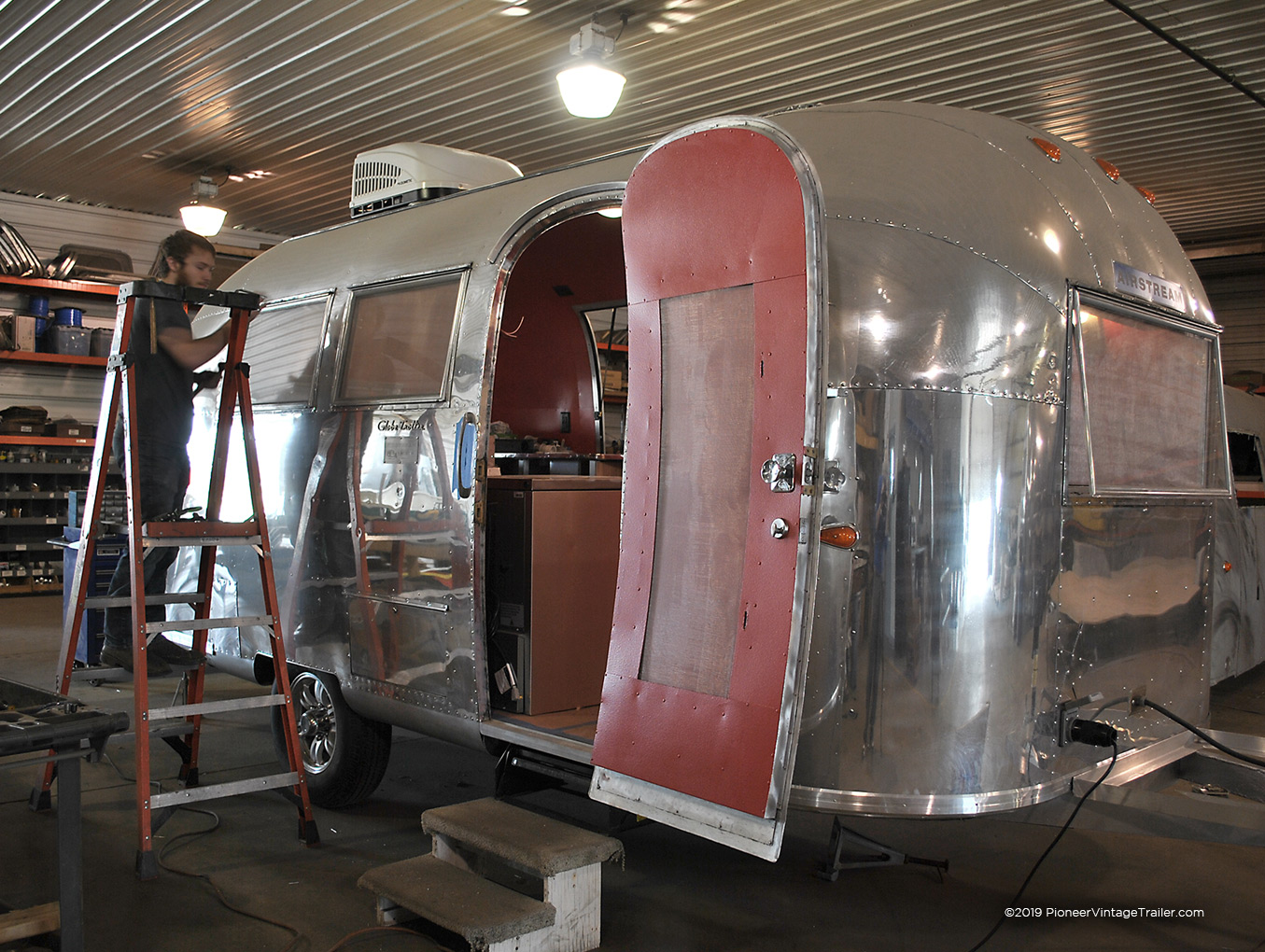 Airstream beer/cocktail trailer - exterior during construction