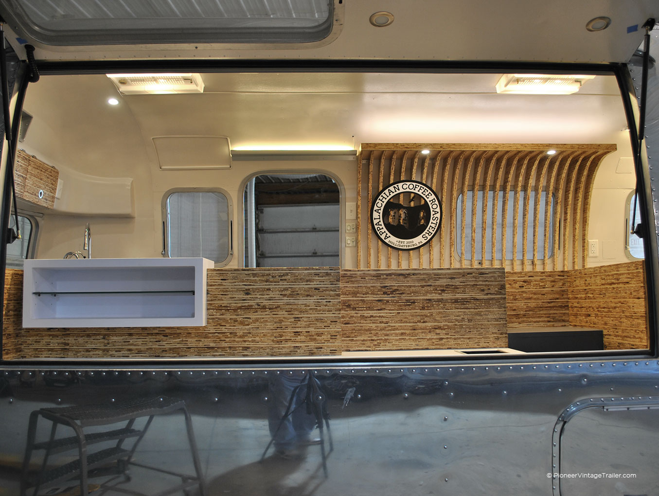 hidden lighting in Airstream coffee trailer