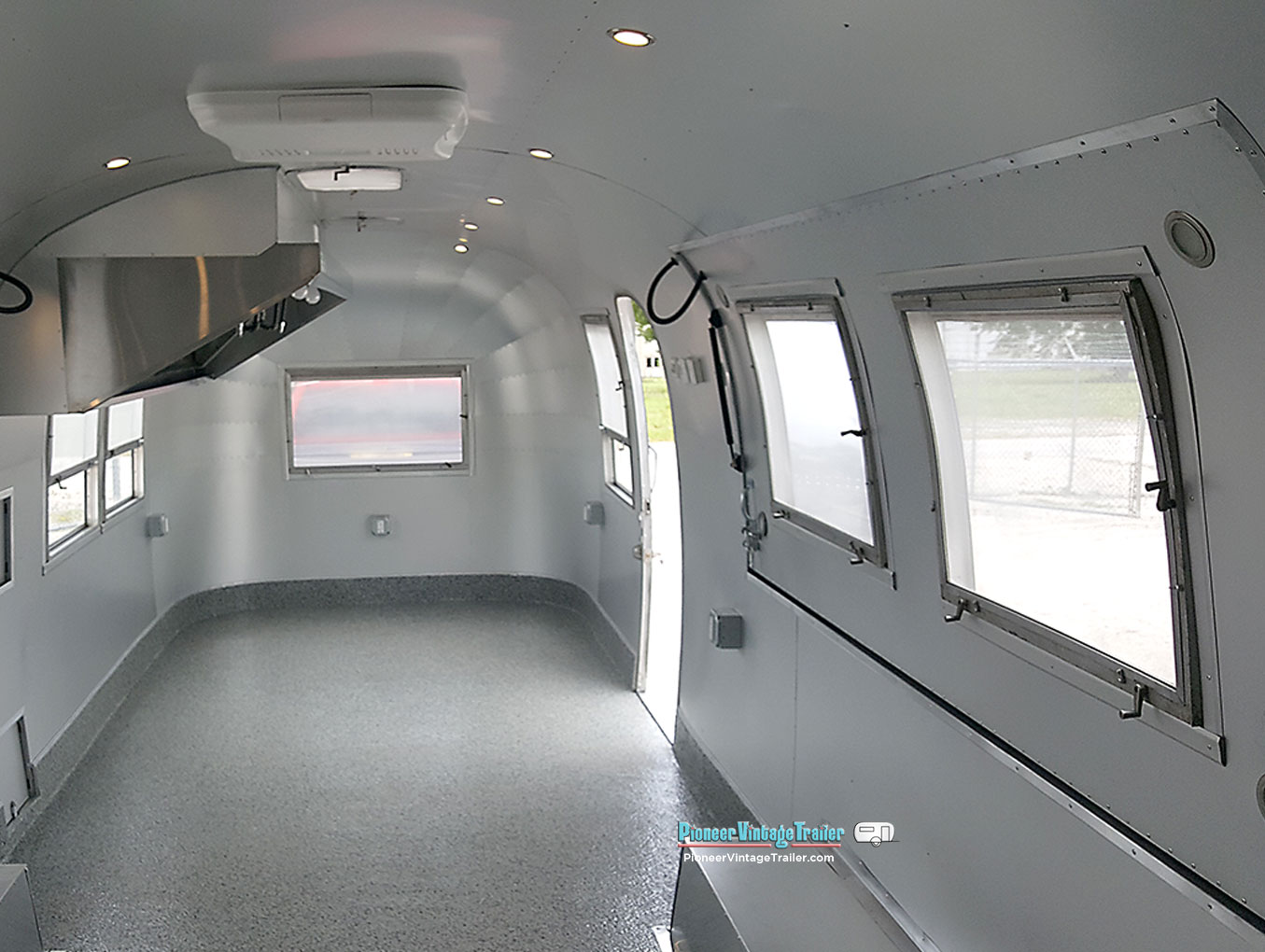 Airstream interior wrapped in aluminum