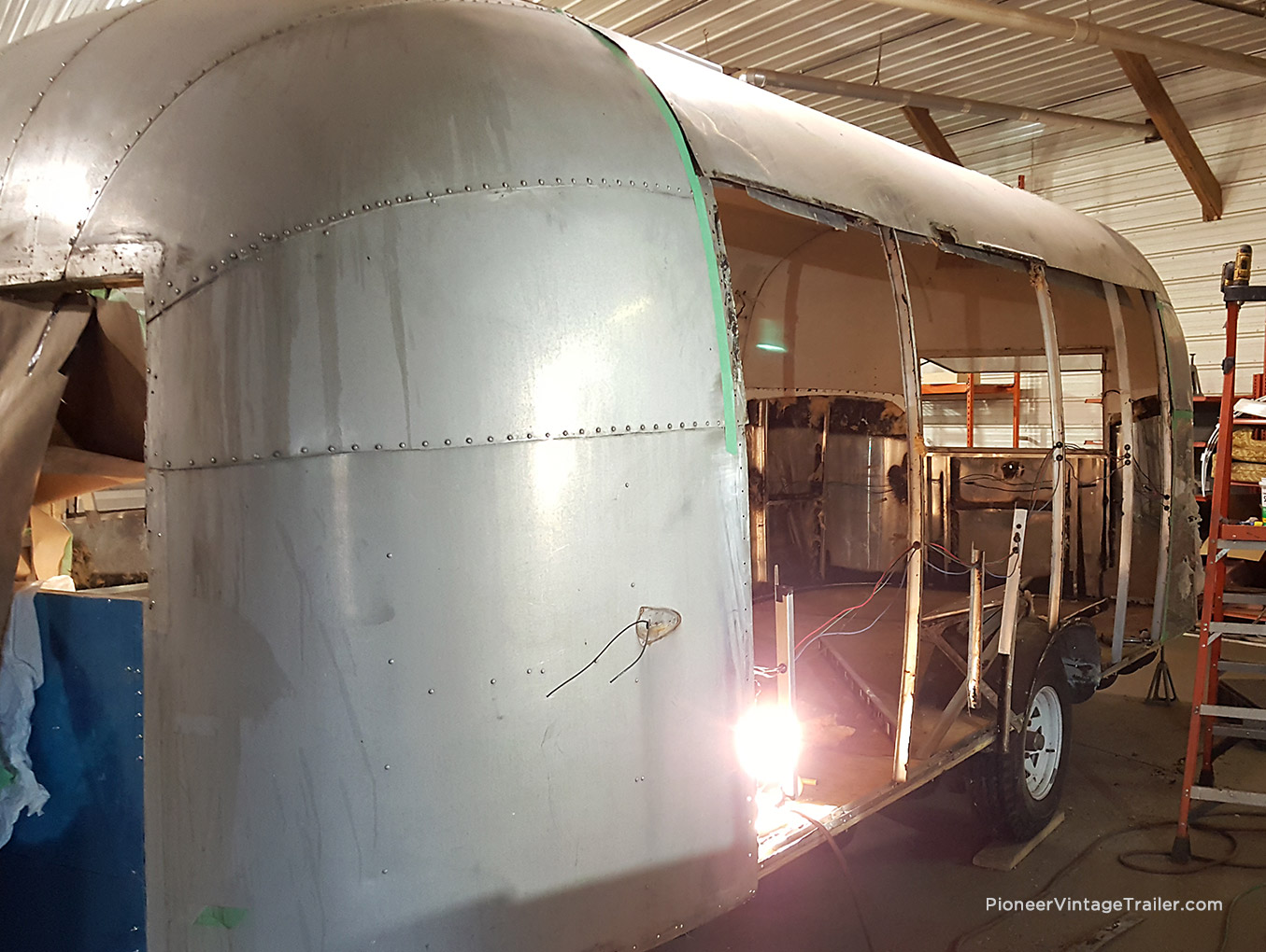 1963 Airstream Safari - side panel removed for replacement