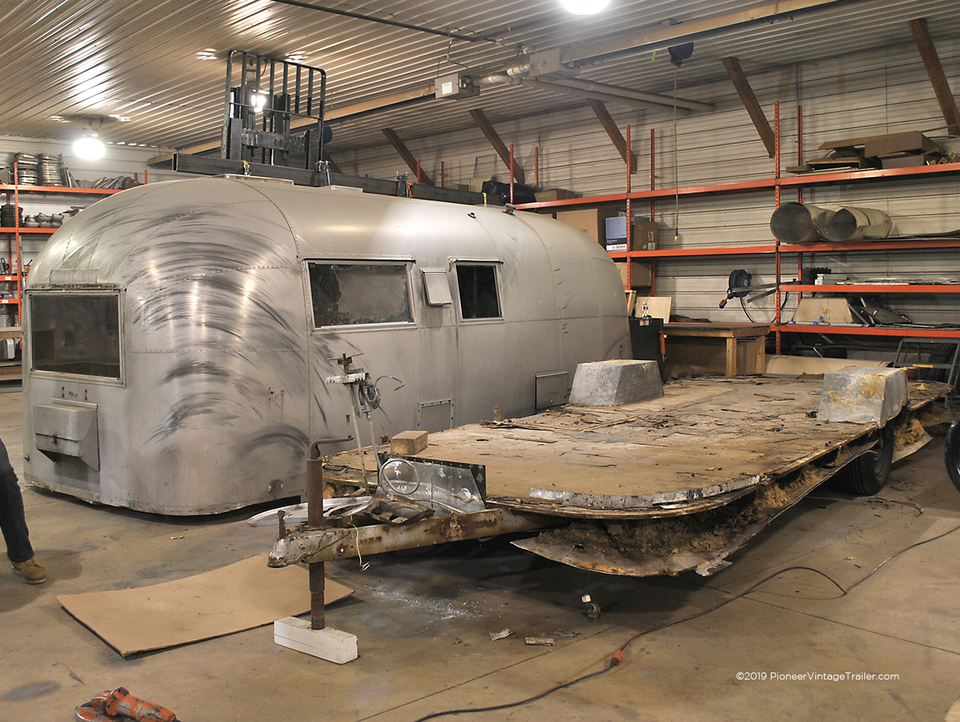 1964 Airstream shell off of frame restoration