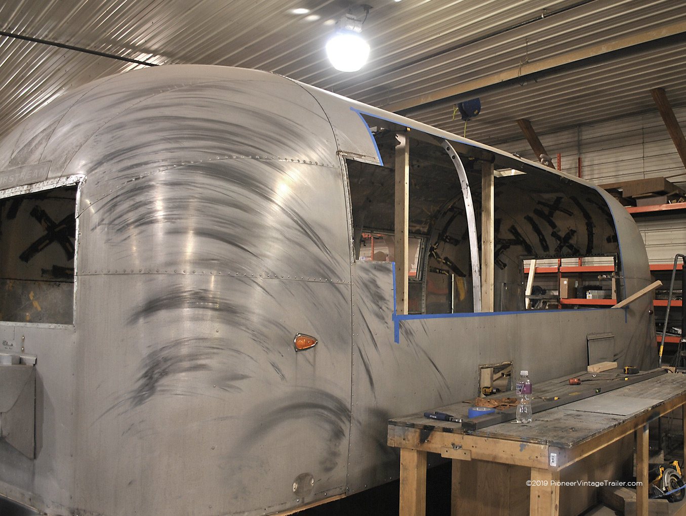 Airstream Safari serving hatch installation
