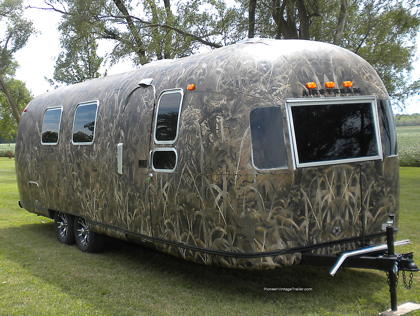 Camouflage wrapped Airstream vending trailer