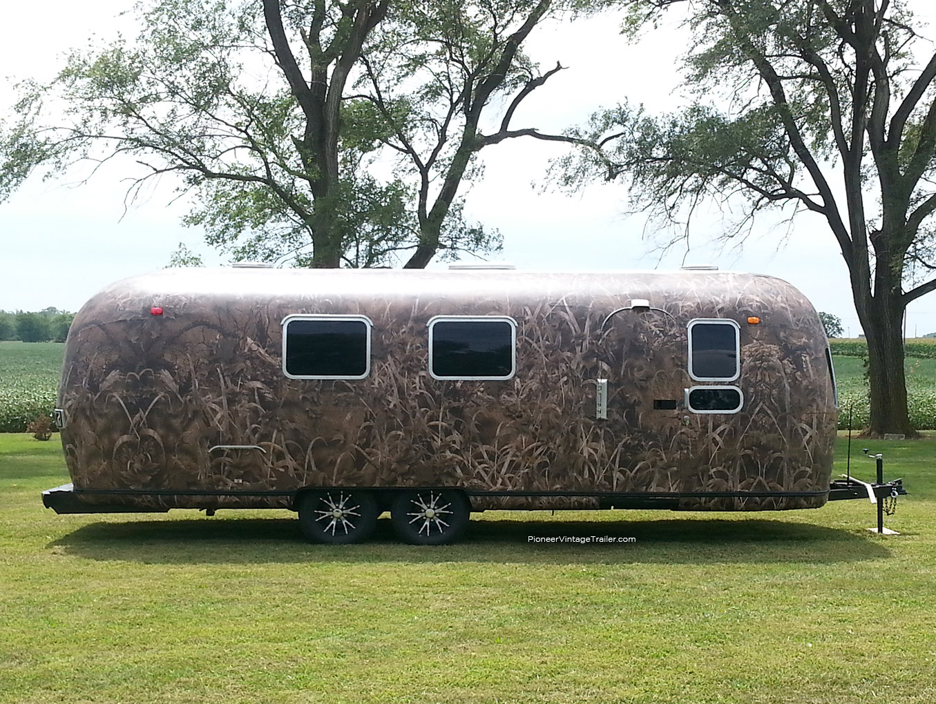 Camouflage wrapped Airstream vending trailer