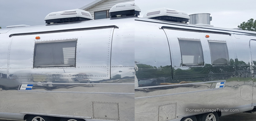 Airstream with serving hatches both sides