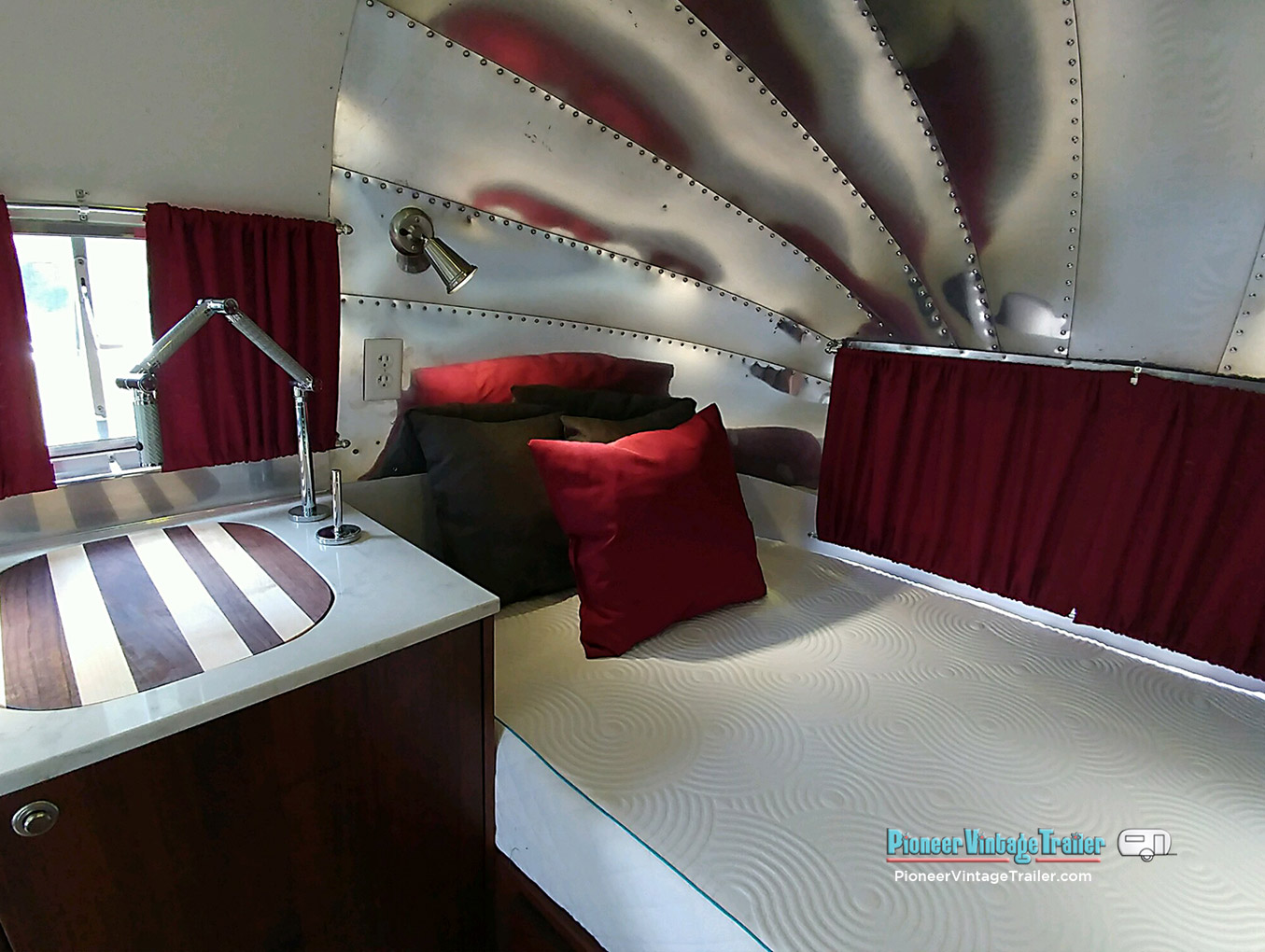 Airstream Bubble interior end wrapped in aluminum