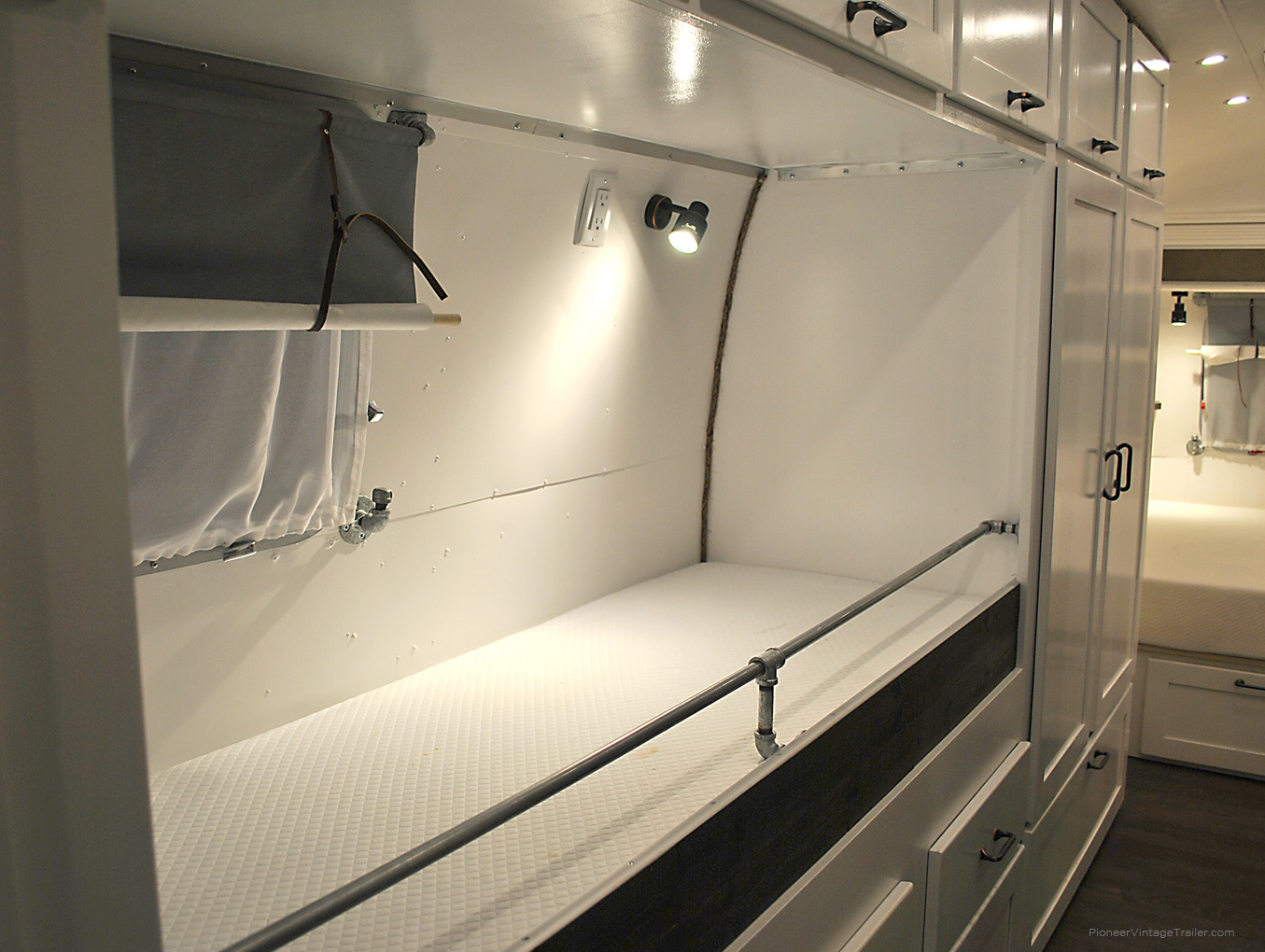 built-in baby bed in Airstream